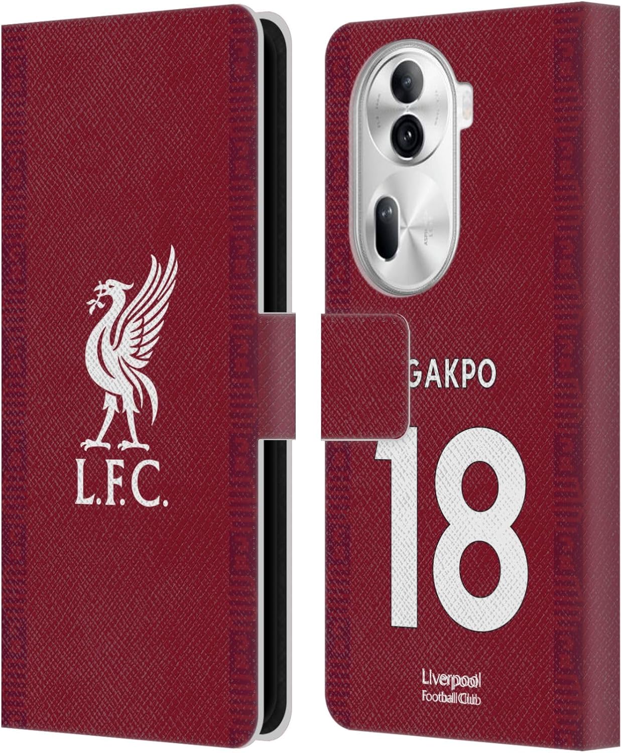 Head Case Designs Officially Licensed Liverpool Football Club Cody Gakpo 2022/23 Players Home Kit Leather Book Wallet Case Cover Compatible with Oppo Reno11