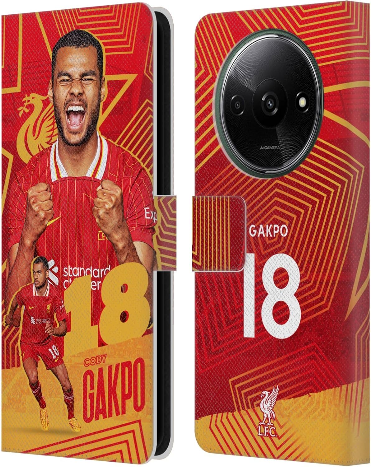 Head Case Designs Officially Licensed Liverpool Football Club Cody Gakpo 2024/25 First Team Leather Book Wallet Case Cover Compatible with Xiaomi Redmi A3