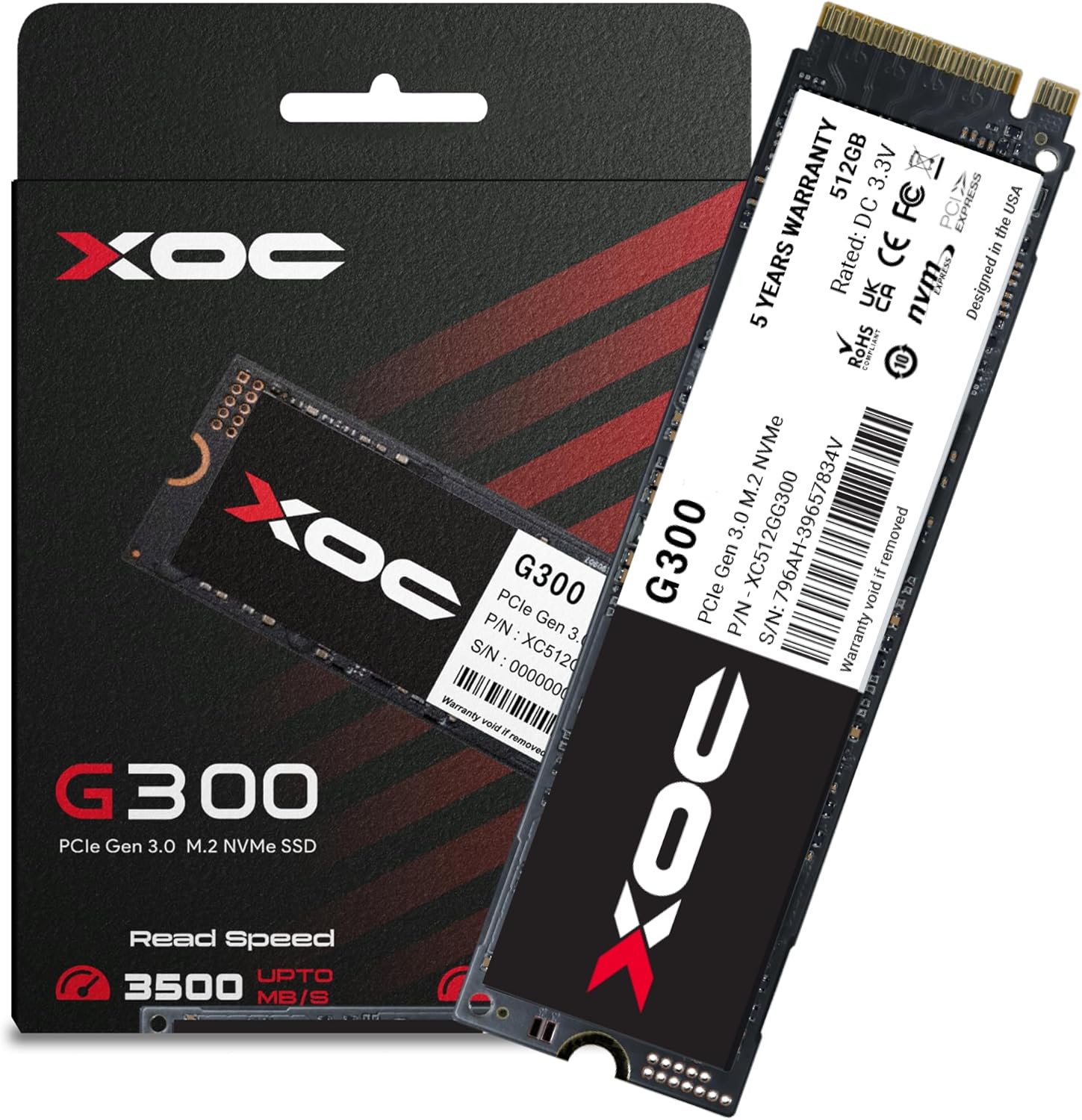 XOC G300 512GB Gen3 NVMe SSD, M.2 PCIe 3.0, Up to 3500 MB/s Read & 3200 MB/s Write, High-Speed Storage Solution for Gaming, Content Creation, and Everyday Computing – Compact Form Factor for Laptops