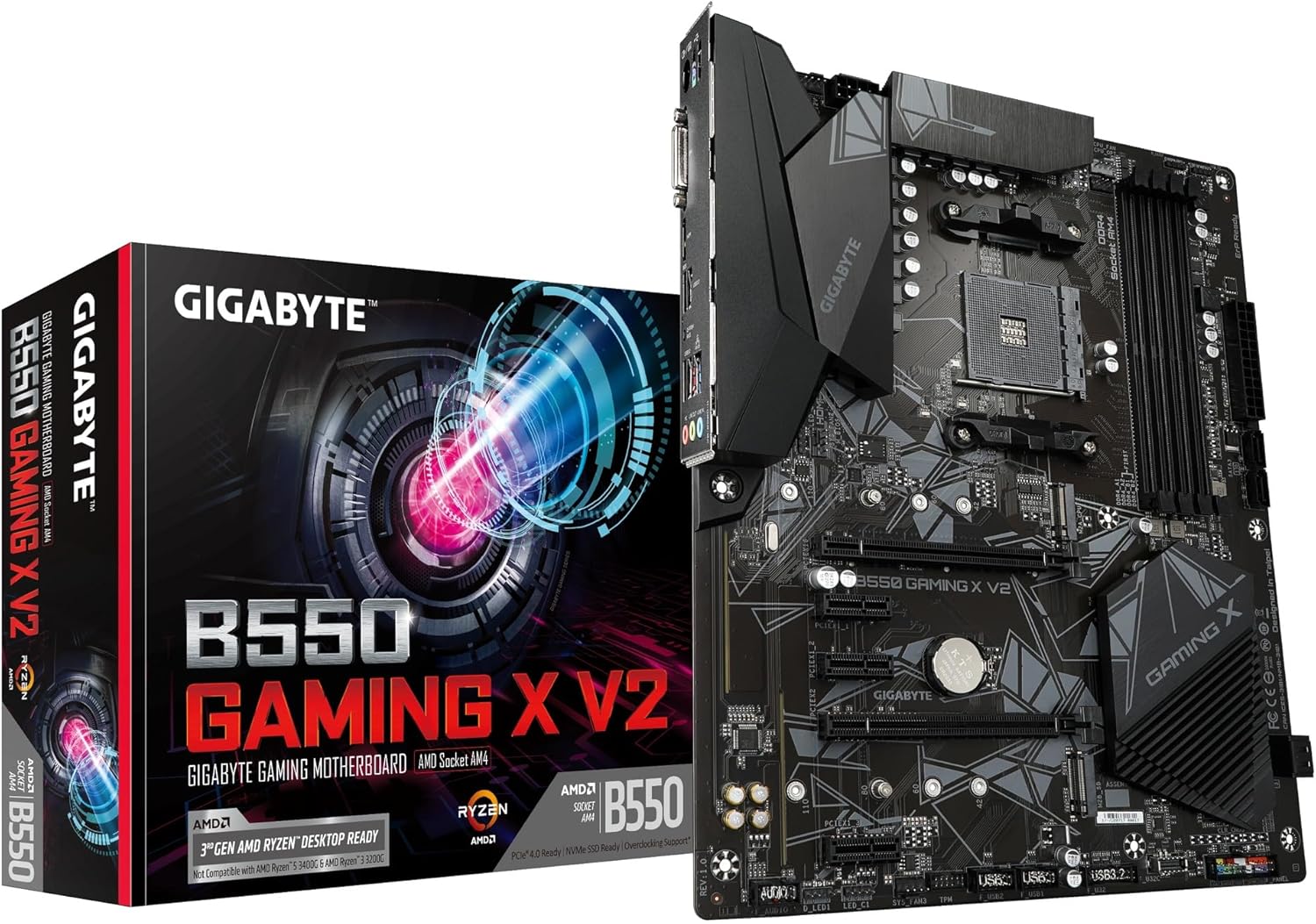 Gigabyte B550 Gaming X V2 (AMD Ryzen 5000/B550/ATX/M.2/HDMI/DVI/USB 3.1 Gen 2/DDR4/ATX/Gaming Motherboard), 128 GB