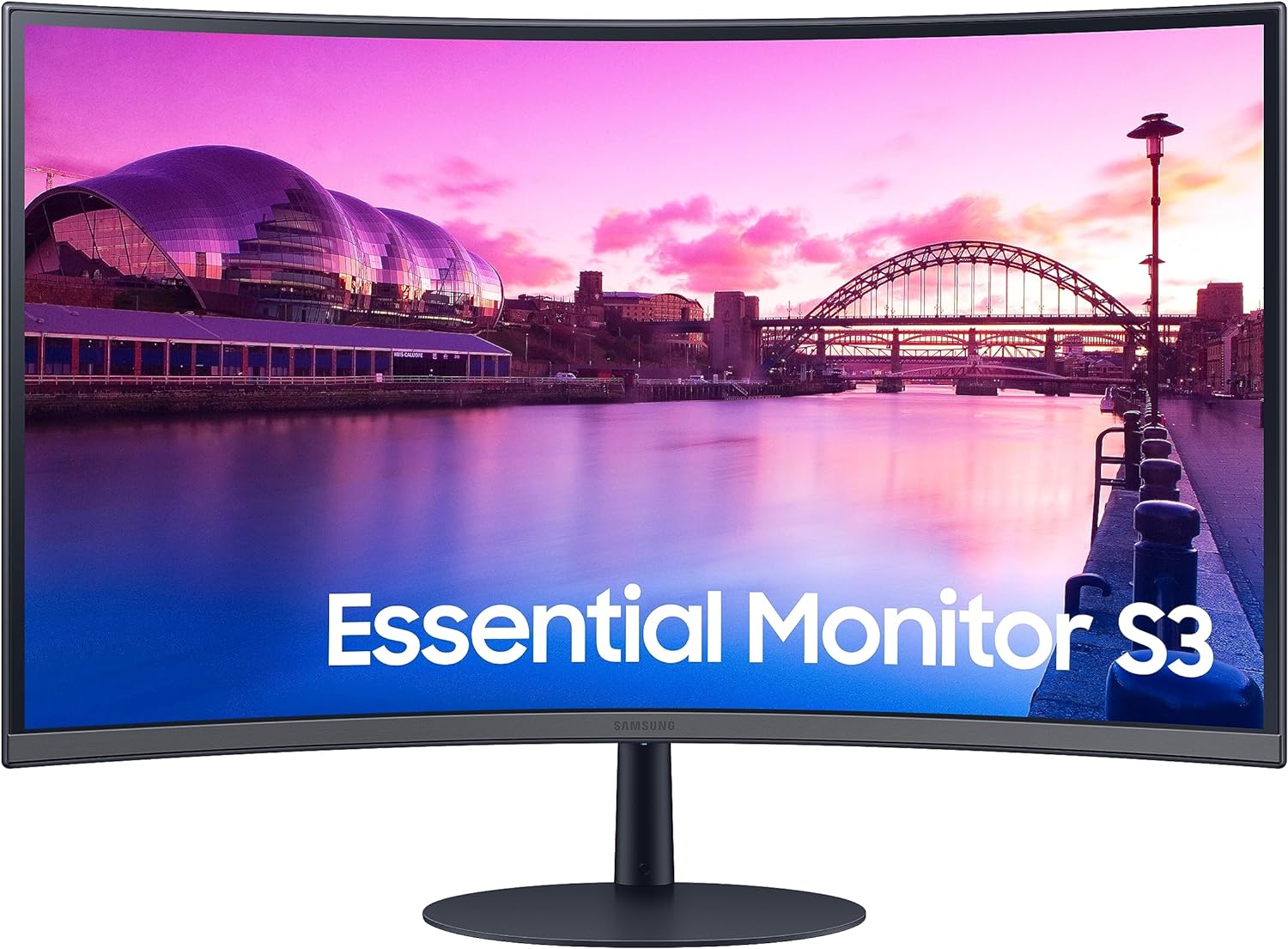 SAMSUNG 27-Inch S39C Series FHD Curved Gaming Monitor, 75Hz, AMD FreeSync, Game Mode, Advanced Eye Comfort, Frameless Display, Built in Speakers, Slim Metal Stand, LS27C394EANXGO, 2023, Black