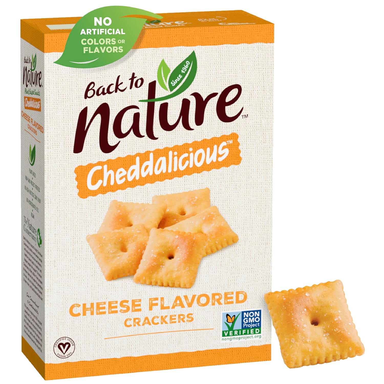 Back to Nature Cheese Flavored Crackers – Non-GMO, Made with Wheat Flour, Vegan, Delicious & Quality Snacks, Cheddalicious, 6 Ounce