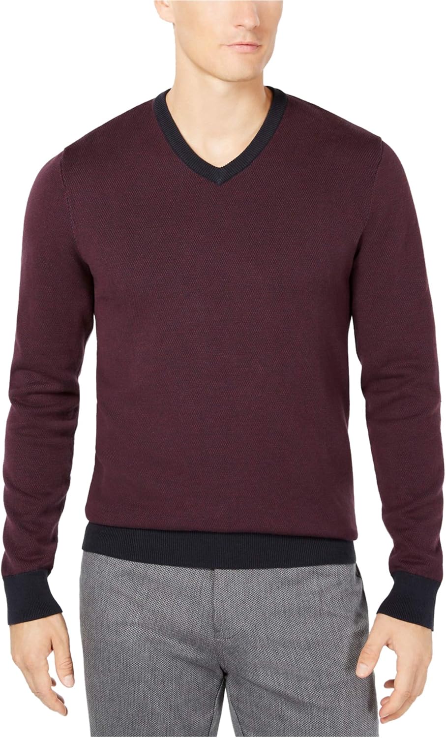 Ryan Seacrest Distinction Mens Small V-Neck Sweater Red S