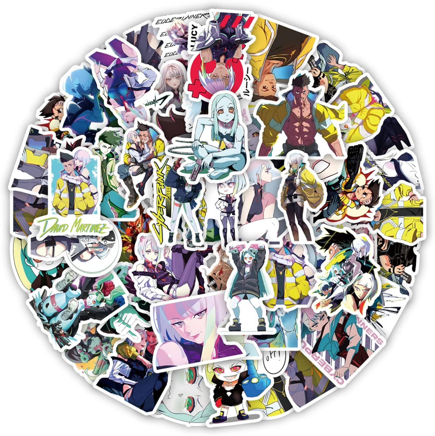 50pcs Japanese Anime Cyberpunk: Edgerunners Stickers Waterproof Vinyl Kawaii Stickers for Kids Teens Adult Skateboard Computer Laptop Guitar (Cyberpunk: Edgerunners)