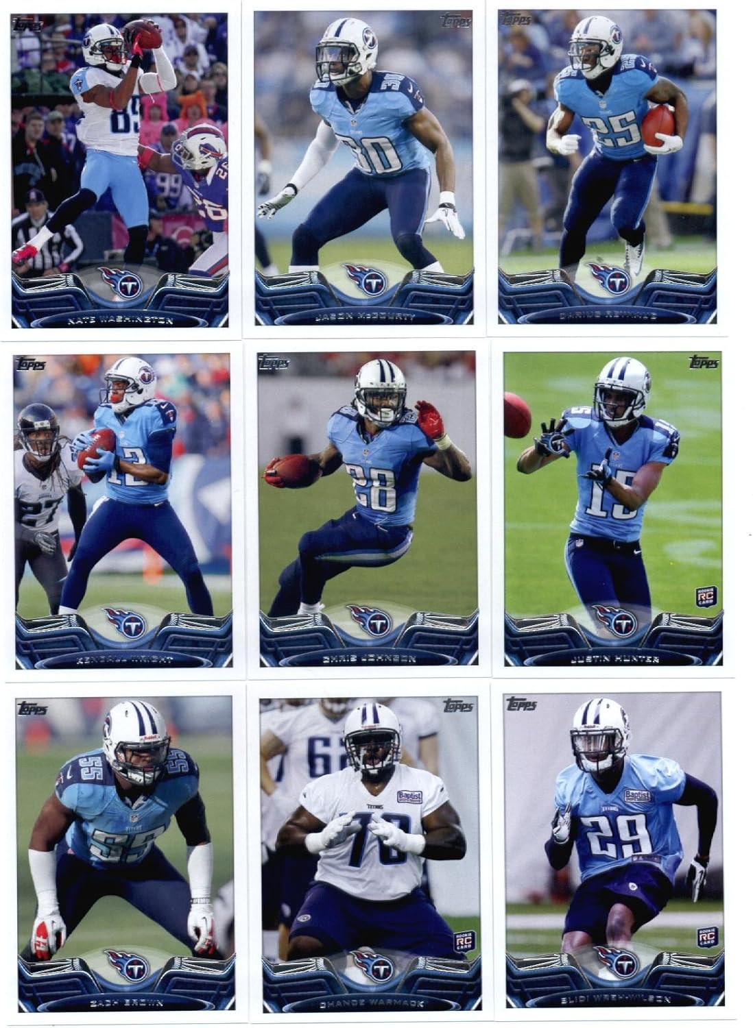 2013 Topps NFL Football Team Set ( Storage Box) – Tennessee Titans 12 Cards Darius Reynaud Jason McCourty Nate Washington Chris Johnson Justin Hunter Kenny Britt Kendall Wright Blidi Wreh-Wilson Chance Warmack Tennessee Titans Jake Locker Zach Brown