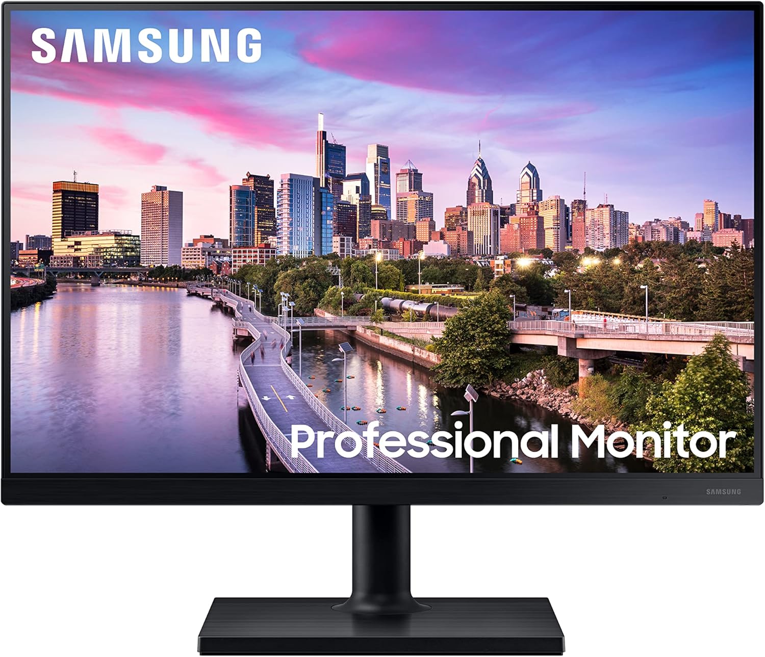 SAMSUNG FT45 Series 24-Inch WUXGA 1920 x 1200 Computer Monitor, 75Hz, IPS Panel, HDMI, DisplayPort, DVI, USB Hub, Built-in Speakers, Height Adjustable Stand, 3 Yr WRNTY (LF24T454GYNXZA),Black