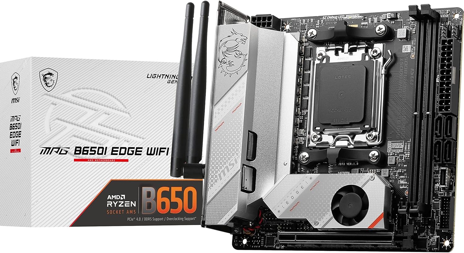 MSI MPG B650I Edge WiFi Gaming Motherboard (AMD Ryzen 9000/8000/7000 Series Processors, AM5, DDR5, PCIe 4.0, M.2, SATA 6Gb/s, USB 3.2 Gen 2, HDMI, Wi-Fi 6E, Bluetooth 5.3, 2.5Gbps LAN, Mini-ITX)