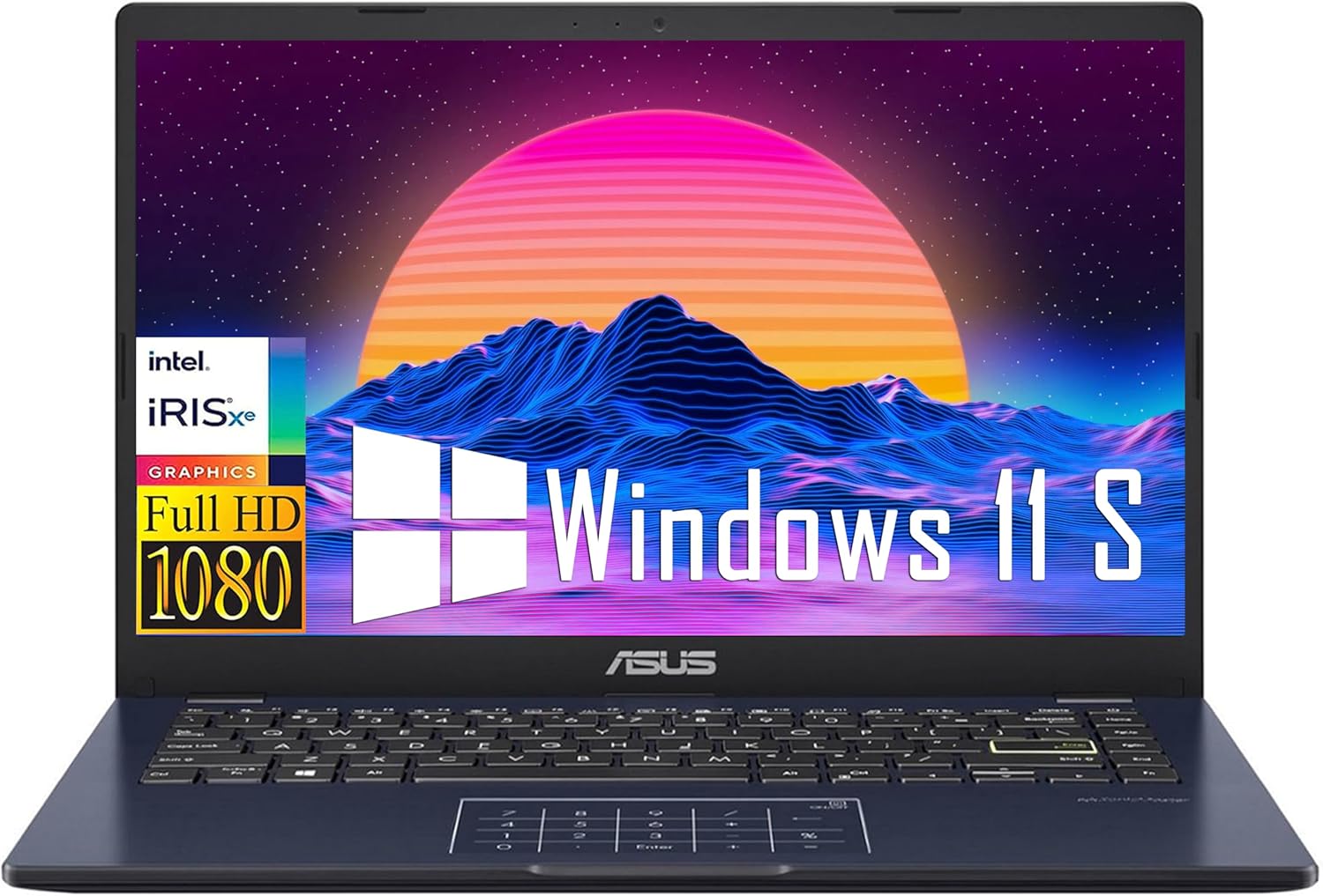 ASUS FHD Laptop for Business and Student – 14″ FHD Display, Intel Celeron N4500 Processor, 4GB RAM, 64GB eMMC, Intel Iris Xe Graphics, Wi-Fi 6E, Windows 11 S, Star Black, with 256 GB USB Flash Drive