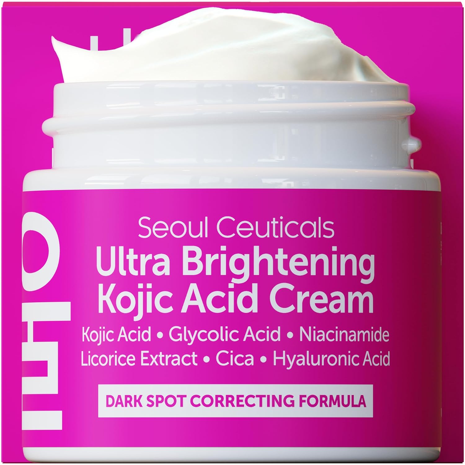 SeoulCeuticals Korean Kojic Acid Cream Dark Spot Remover + Glycolic Acid + Niacinamide + Cica + HA Moisturizer – Cruelty Free K Beauty Skincare 2oz