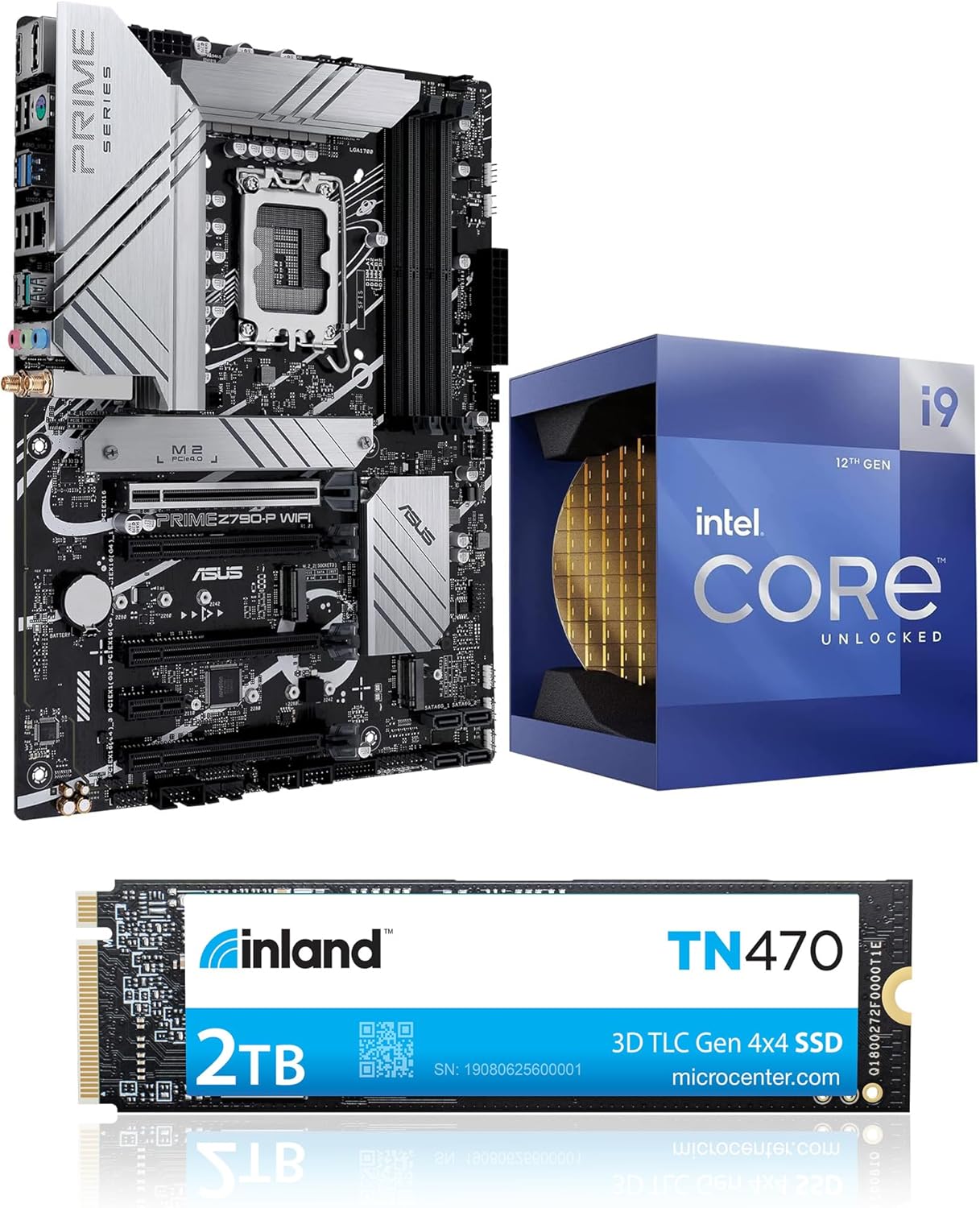 Micro Center 3 in 1 Bundle: Intel 12900K Desktop CPU+ASUS Prime Z790-P WiFi Motherboard+INLAND TN470 2TB NVMe SSD