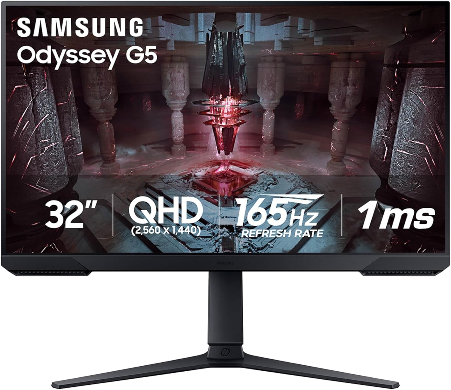 SAMSUNG 27-Inch Odyssey G51C Series QHD Gaming Monitor, 165Hz, 1ms, VESA Display HDR10, AMD FreeSync Premium, Black Equalizer, Virtual Aim Point, LS27CG512ENXZA, 2023