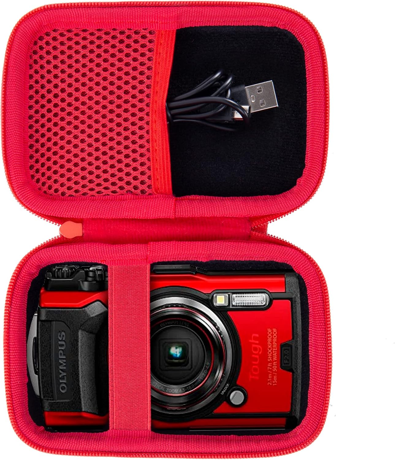 Aenllosi Hard Carrying Case Compatible with OLYMPUS Tough TG-6 / OM System Tough TG-7 Waterproof Camera(Case Only,Red)