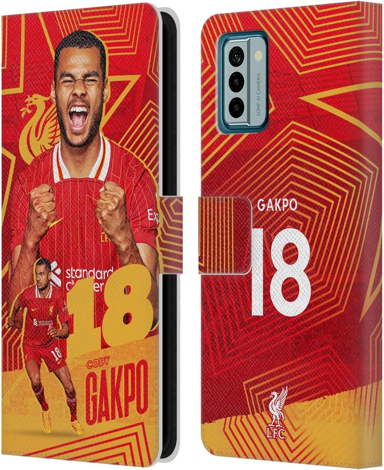 Head Case Designs Officially Licensed Liverpool Football Club Cody Gakpo 2024/25 First Team Leather Book Wallet Case Cover Compatible with Nokia G42