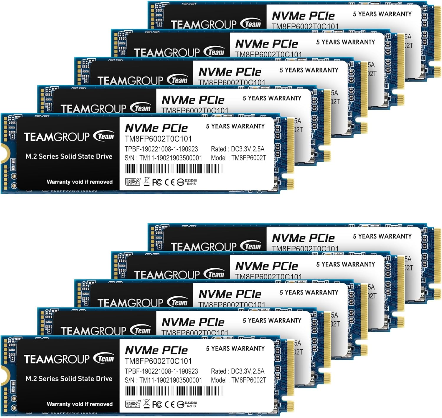 TEAMGROUP MP33 512GB 10 Pack SLC Cache 3D NAND TLC NVMe 1.3 PCIe Gen3x4 M.2 2280 Internal Solid State Drive SSD (Read/Write 1,700/1,400 MB/s) Compatible with Laptop & PC Desktop TM8FP6512G0C1P2