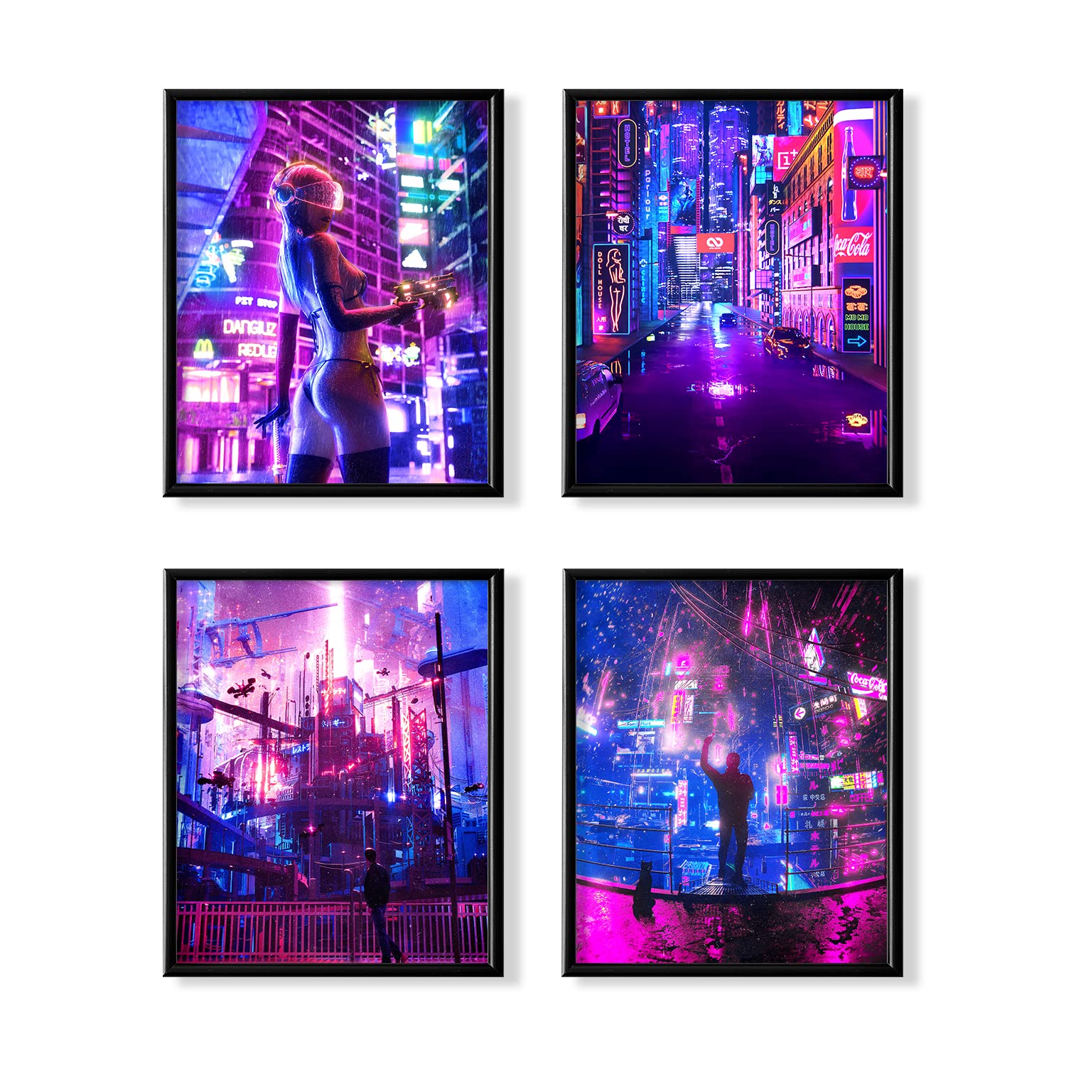 Japanese Anime Wall Art Decor – Cyberpunk Tokyo Hongkong Posters Prints – Vaporwave Vibey Cool Indie Picture Room Decor – Japan Neon Night Aesthetic Decorations – Preppy Chic Manga Cartoon – 8×10