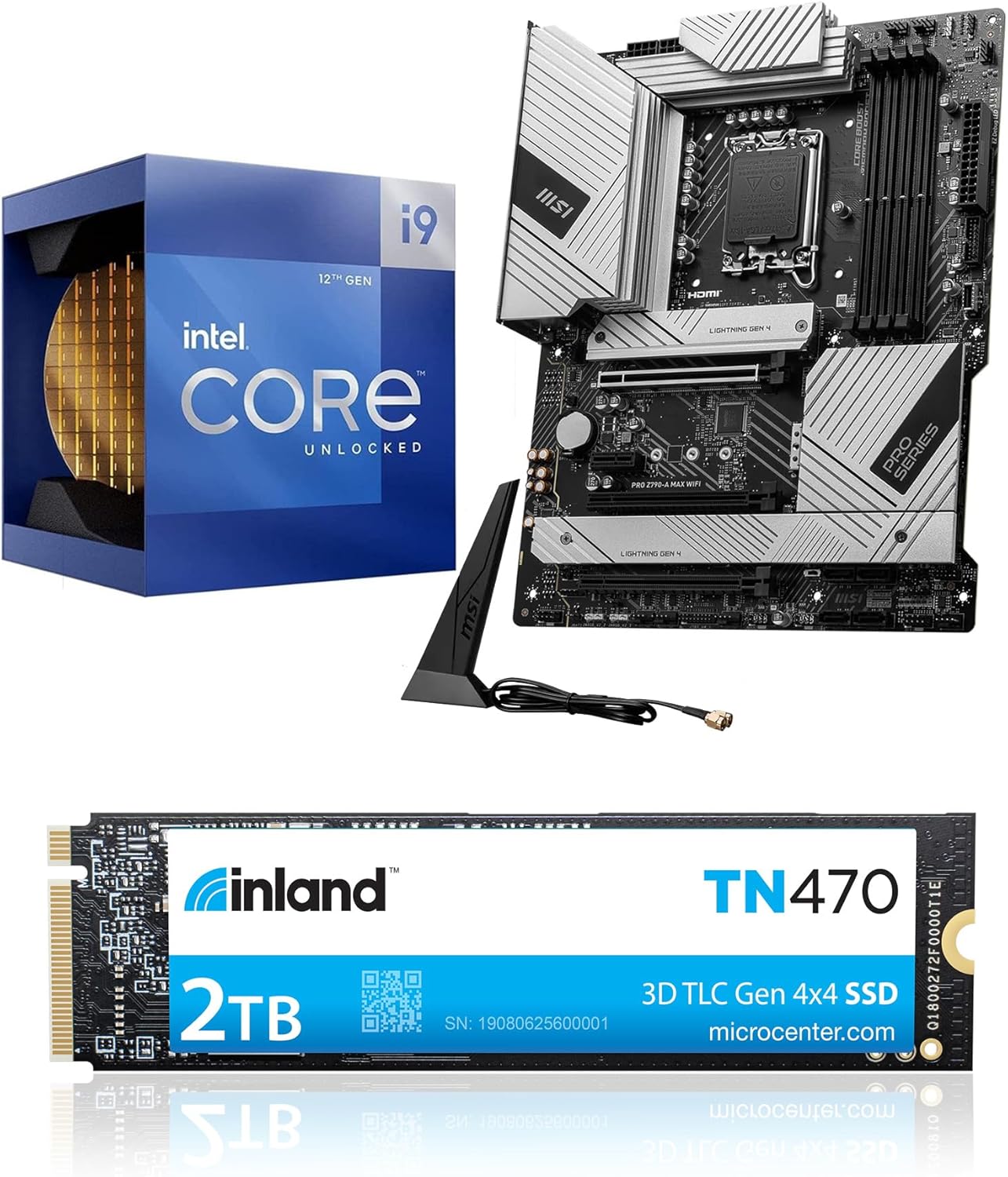 Micro Center 3 in 1 Bundle: Intel 12900K Desktop CPU+MSI Pro Z790-A Max WiFi Motherboard+INLAND TN470 2TB NVMe SSD