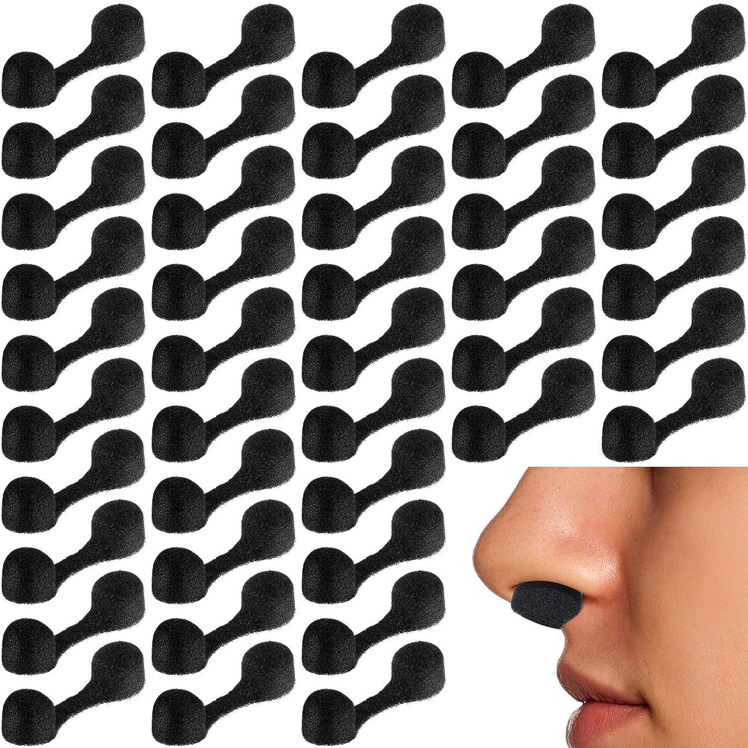 Tondiamo 100 Pieces Nose Plug Filter Disposable Nose Dust Filters Nostril Filters Spray Nose Filter Sponge Nose Plugs for Women Men Sunless Spray Tanning Outdoor Dust Construction Areas (Black)