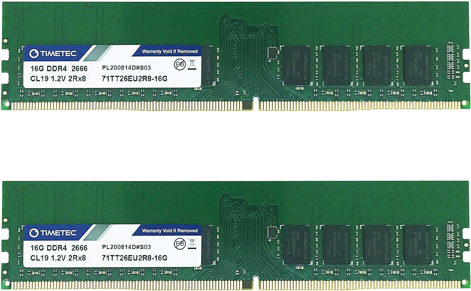 Timetec Hynix IC 32GB KIT (2x16GB) DDR4 2666MHz PC4-21300 Unbuffered ECC 1.2V CL19 2Rx8 Dual Rank 288 Pin UDIMM Server Memory RAM Module Upgrade (32GB KIT (2x16GB))