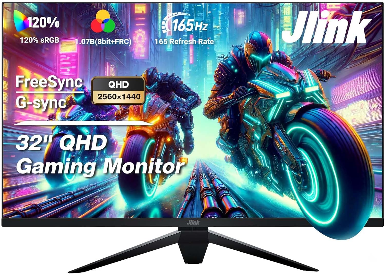 32inch Gaming Monitor, 165Hz IPS Display, QHD 2560 x 1440p Monitor, 120% sRGB, Freesync & G-sync Compatible, 5ms, HDR Support, Low Blue Light, HDMI, DP,USB, Tilt