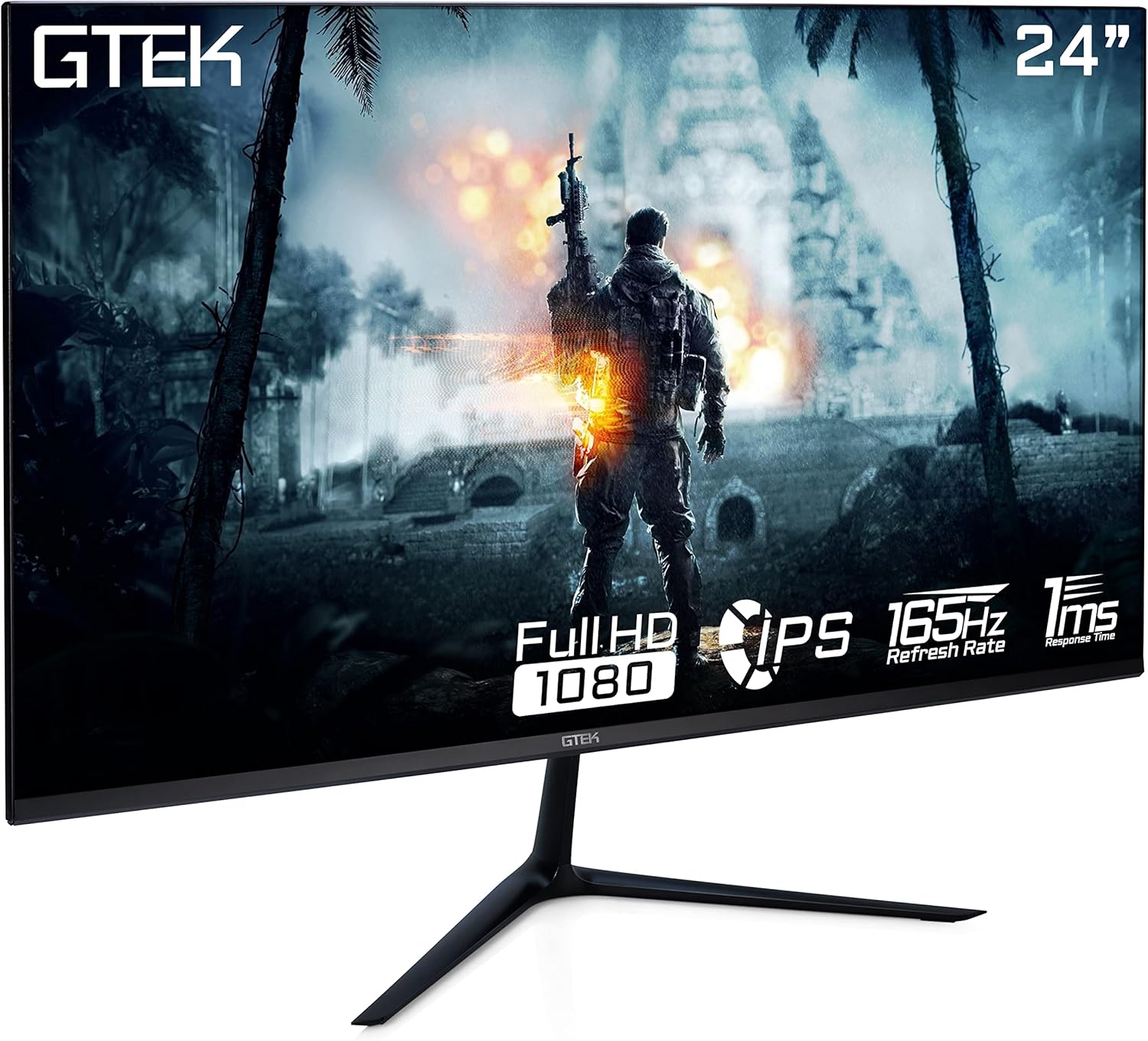 GTEK 24 Inch Gaming Monitor IPS, 165Hz Frameless Display Full HD 1920 x 1080P, IPS Technology 1ms, Supports 144Hz HDR, FreeSync, DisplayPort/HDMI, VESA – F2465P