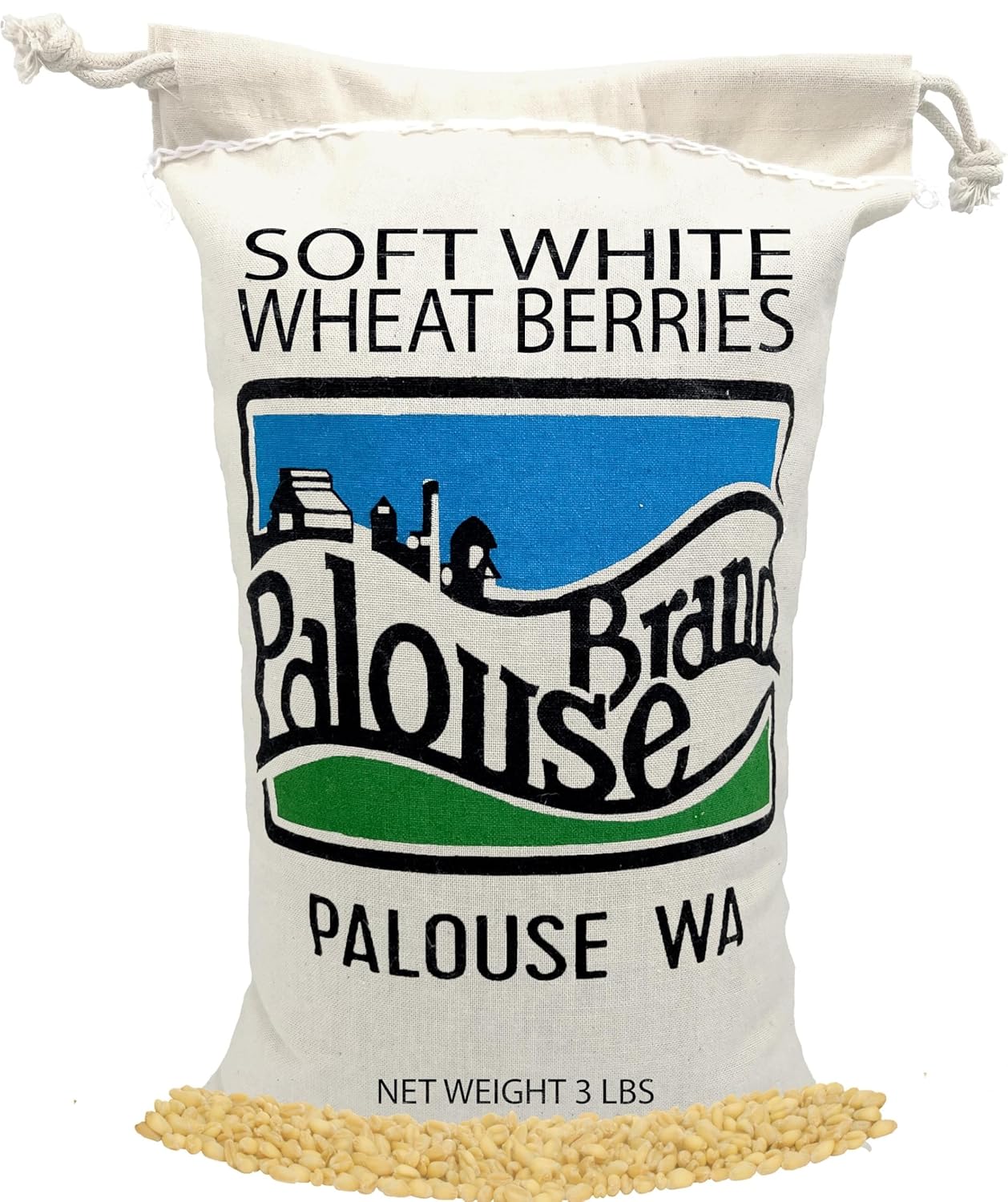 Certified Glyphosate Residue Free Soft White Wheat Berries | 3 LBS | Family Farmed in Washington State | 100% Desiccant Free | Non-GMO Project Verified | 100% Non-Irradiated | Kosher | Field Traced | Cotton Bag