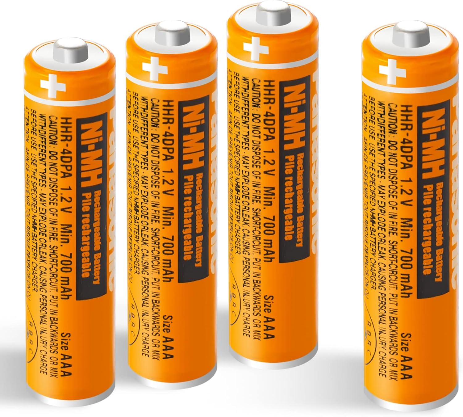 4 Pack 700mAh 1.2V AAA Rechargeble Battery,HHR-4DPA NI-MH Replacement Battery for Pasonic Cordless Phones