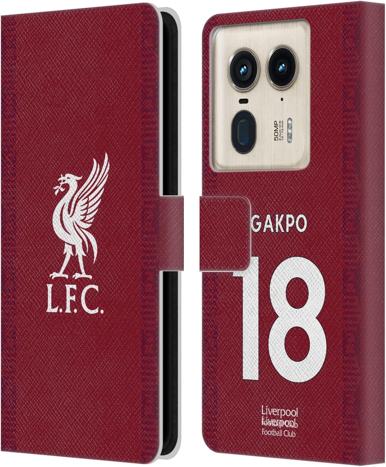 Head Case Designs Officially Licensed Liverpool Football Club Cody Gakpo 2022/23 Players Home Kit Leather Book Wallet Case Cover Compatible with Motorola Edge 50 Ultra/X50 Ultra