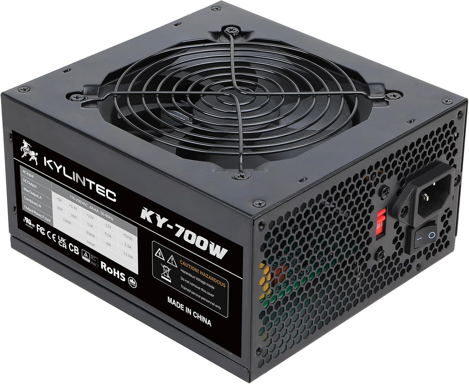 700W Gaming PC PSU, 12V Power Supply for PC Computers with 120 mm Silent Fan, Non-Modular PSU