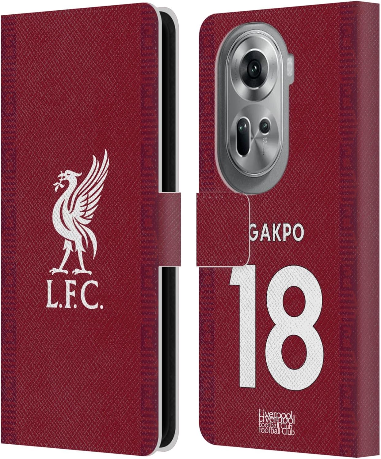 Head Case Designs Officially Licensed Liverpool Football Club Cody Gakpo 2022/23 Players Home Kit Leather Book Wallet Case Cover Compatible with Oppo Reno11 Pro