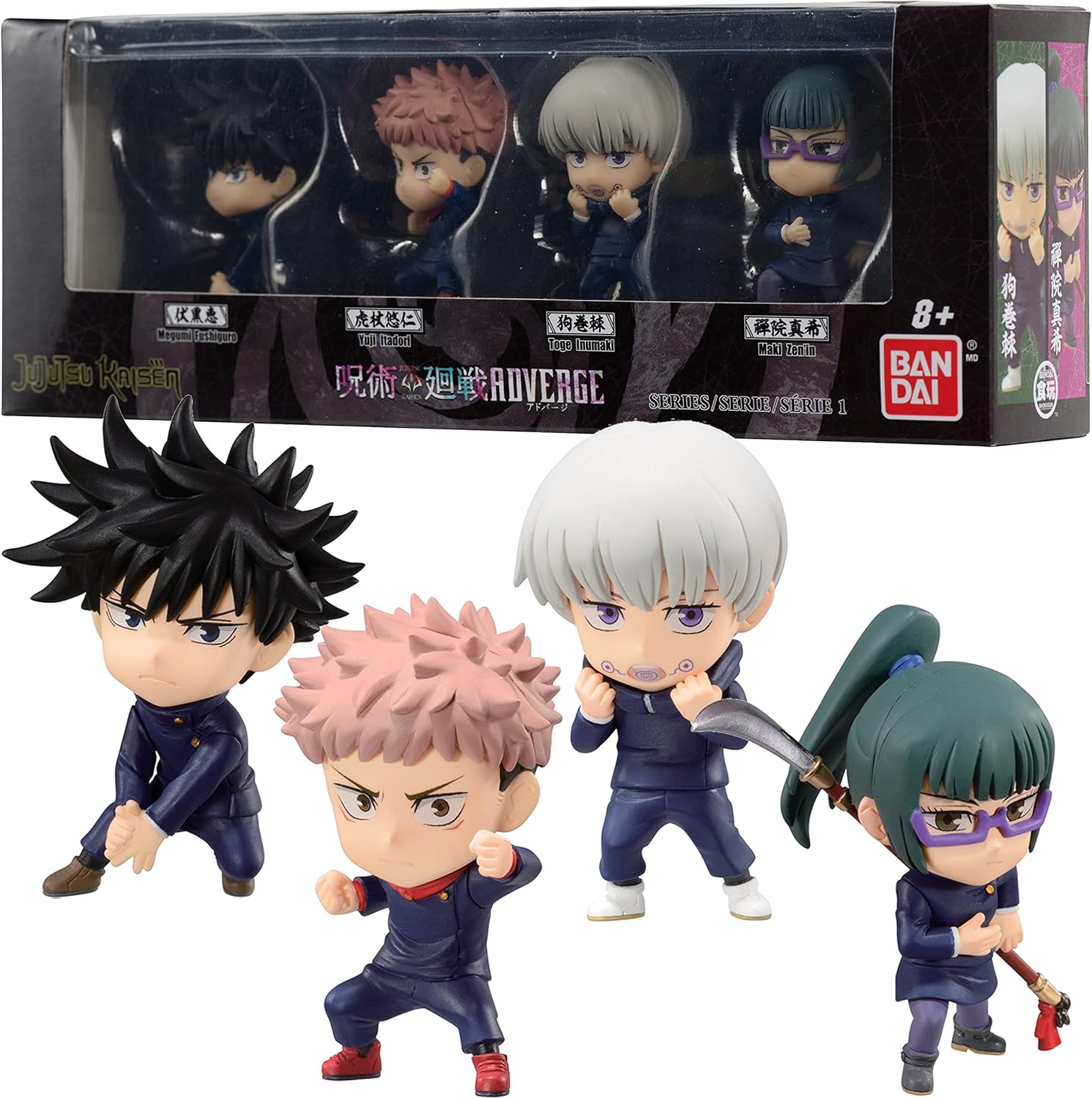 Bandai Namco – Jujutsu Kaisen – Megumi Fushiguro, Yuji Itadori, Toge Inumaki, and Maki Zenin, Adverge Figure Box (Set A)