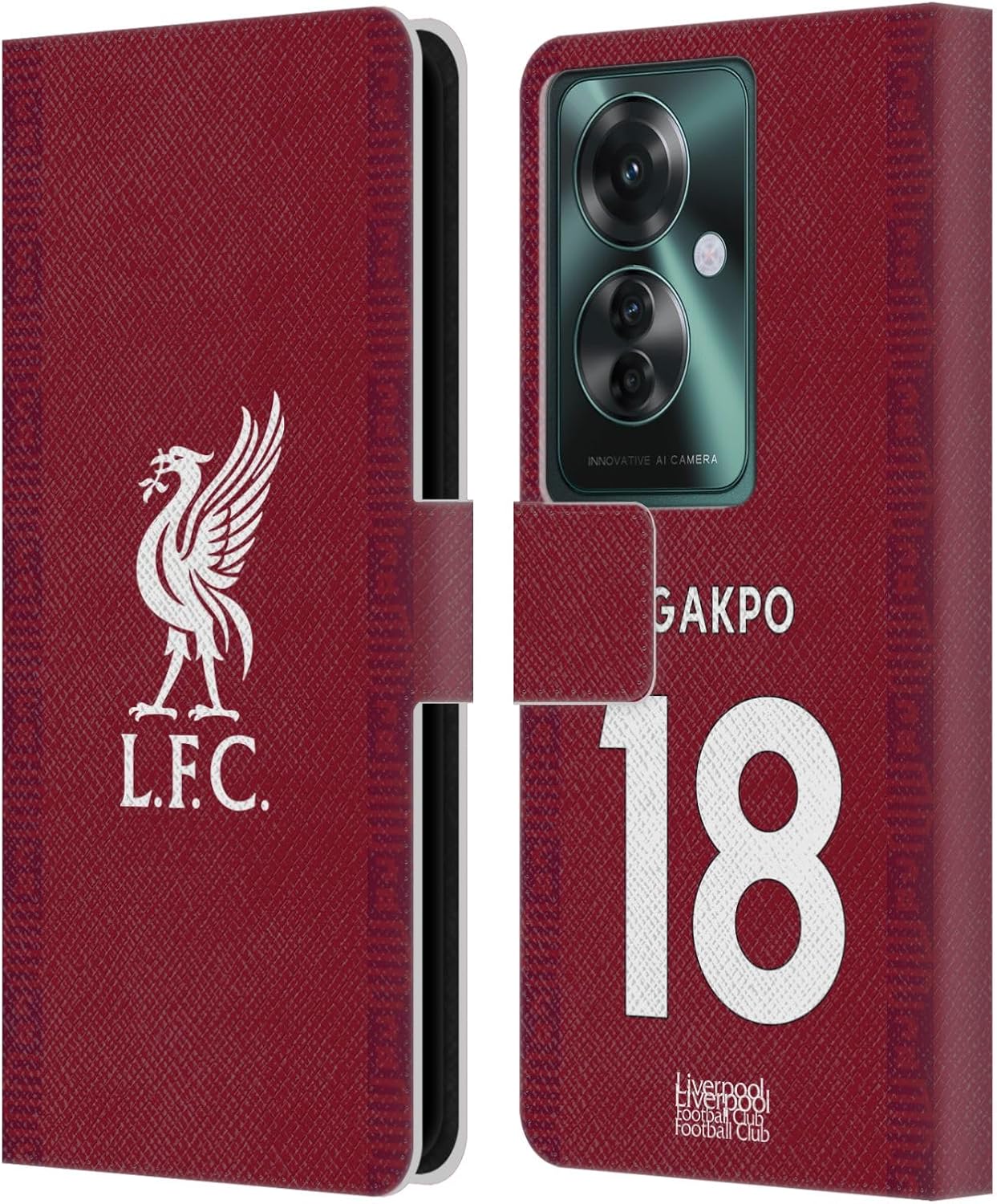 Head Case Designs Officially Licensed Liverpool Football Club Cody Gakpo 2022/23 Players Home Kit Leather Book Wallet Case Cover Compatible with Oppo Reno11 F 5G / F25 Pro 5G