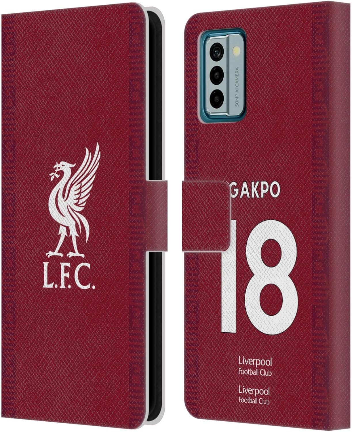 Head Case Designs Officially Licensed Liverpool Football Club Cody Gakpo 2022/23 Players Home Kit Leather Book Wallet Case Cover Compatible with Nokia G42