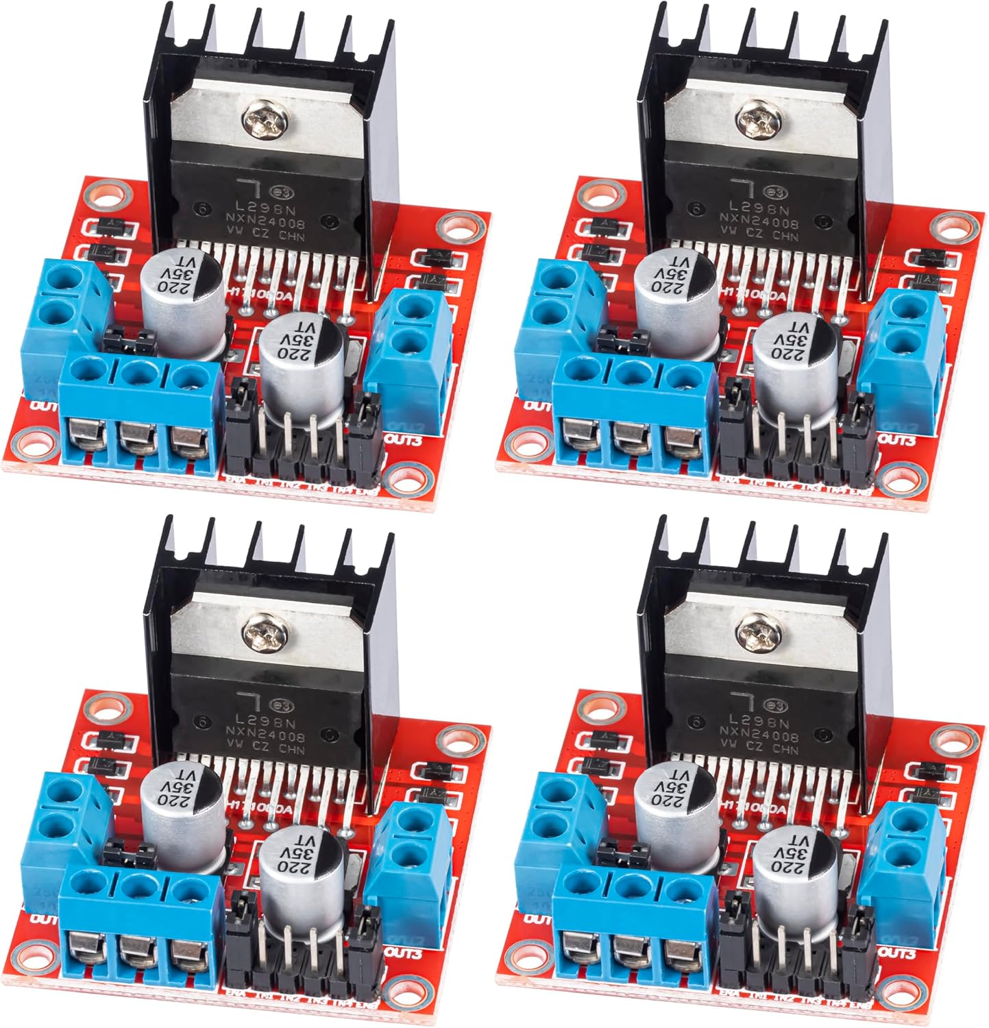 L298N H Bridge Stepper Motor Driver Module DC Motors Drivers Dual H-Bridge for Arduino Smart Car Power UNO MEGA R3 Mega2560 (Pack of 4pcs)