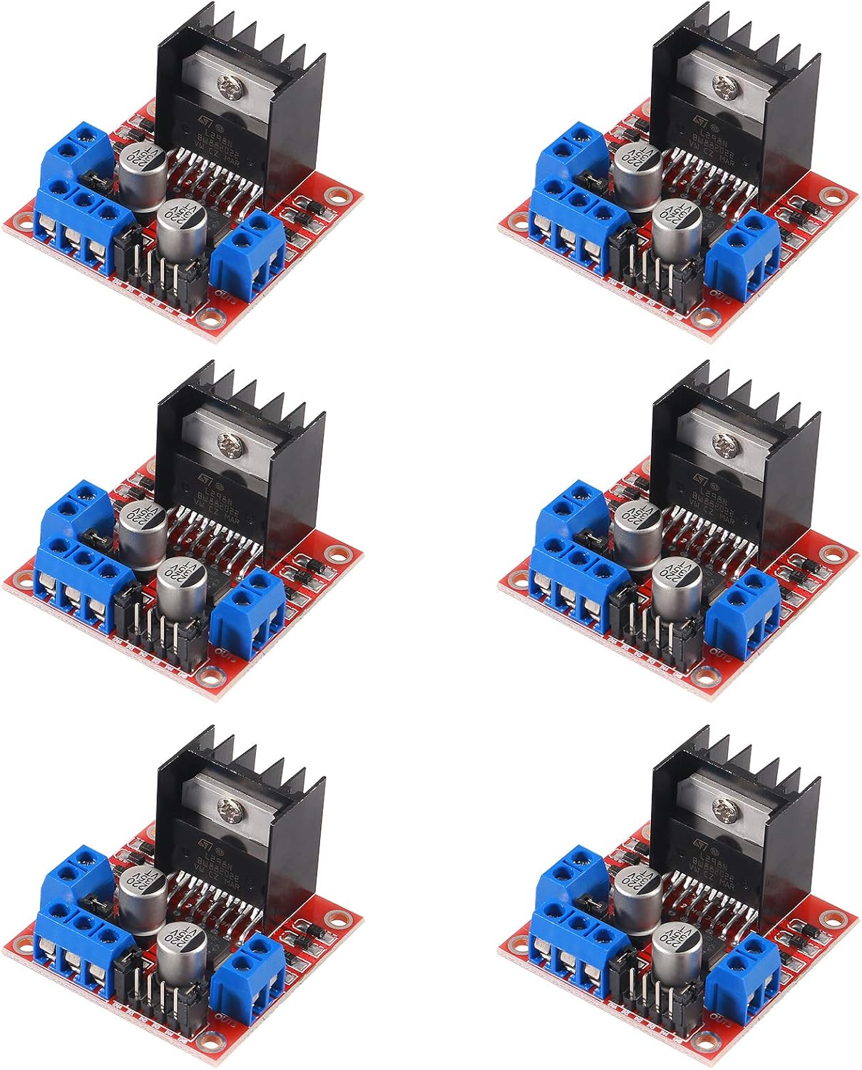 6PCS L298N Motor Driver Board Module DC Stepper Motor Controller Dual H-Bridge for Smart Car Robot Power