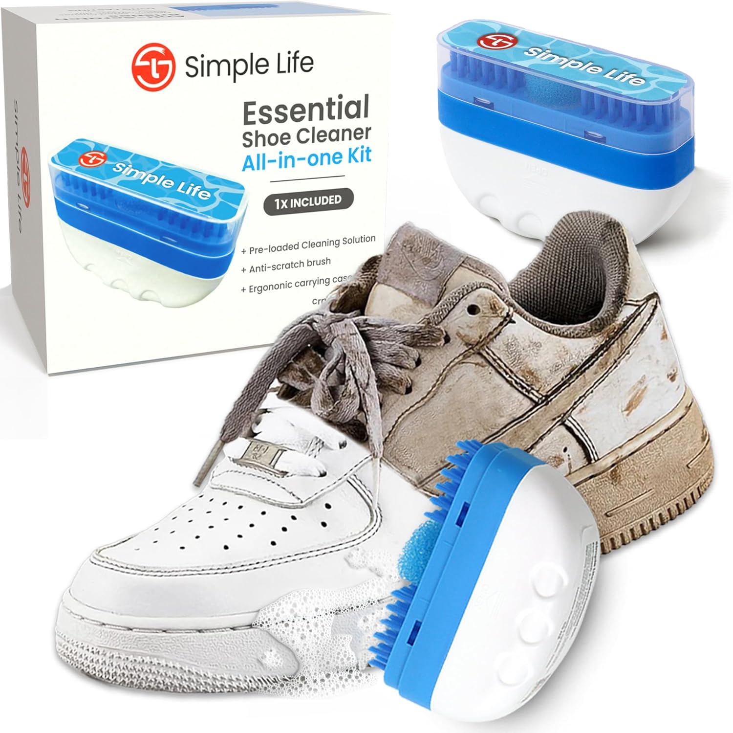 Simple Life All-in-1 Sneaker Cleaner Kit | Sneaker Cleaner, White Shoe Cleaner, Tennis Shoe Cleaner | Travel Shoe Cleaner