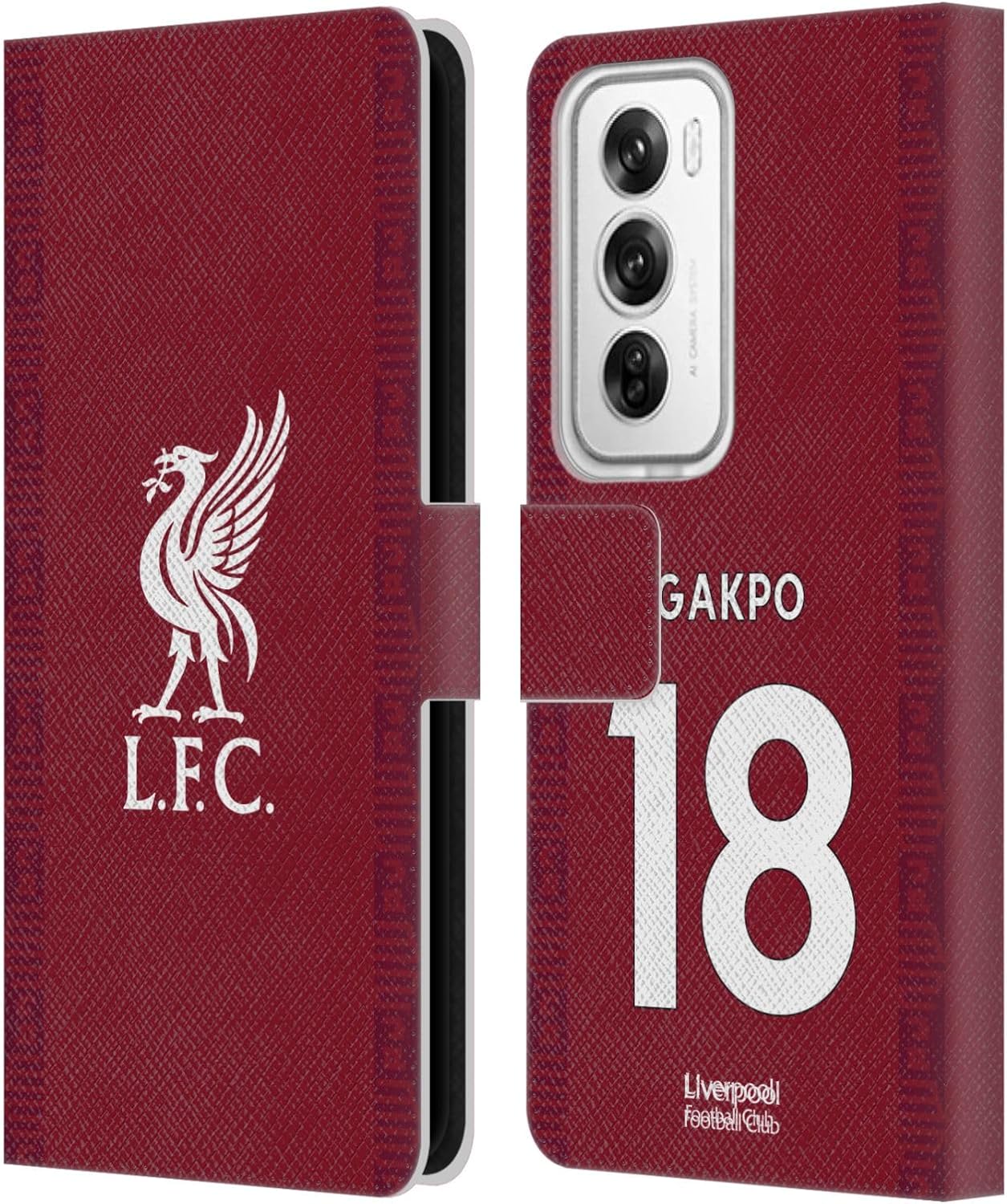 Head Case Designs Officially Licensed Liverpool Football Club Cody Gakpo 2022/23 Players Home Kit Leather Book Wallet Case Cover Compatible with Oppo Reno12 Pro 5G