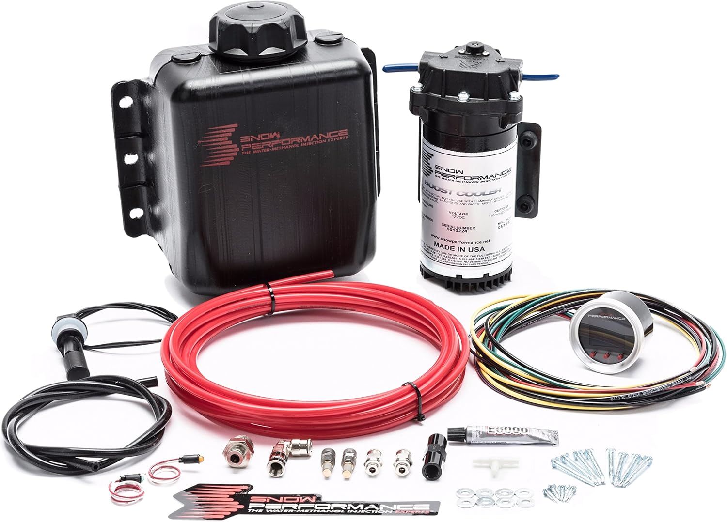 Stage 2 Boost Cooler Forced Induction Progressive Water-Methanol Injection Kit (Red High Temp Nylon Tubing, Quick-Connect Fittings)