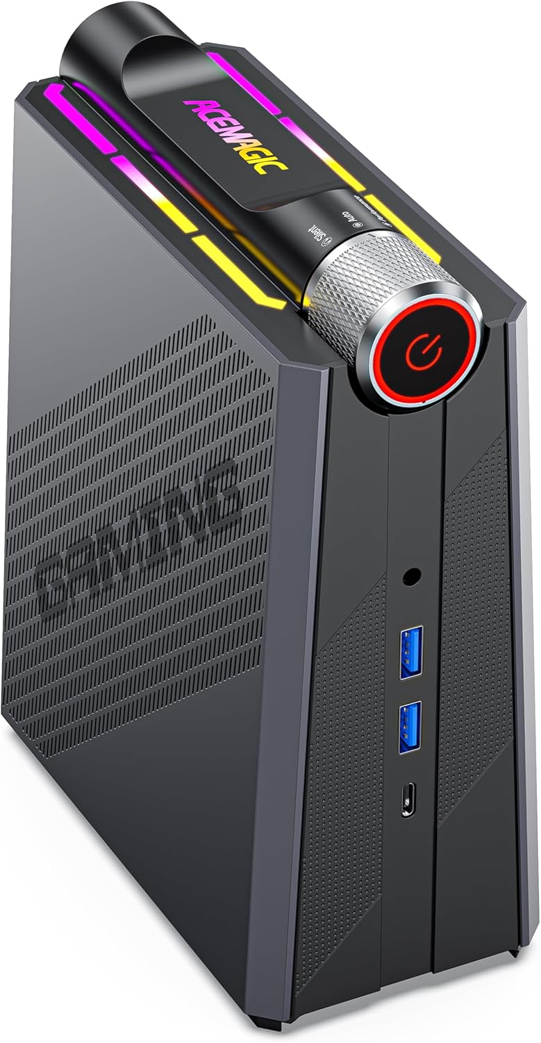 ACEMAGIC Mini Gaming PC Ryzen 9 6900HX+ AMD Radeon 680M (up to 4.9GHz) Mini Computers 32GB DDR5 512GB NVMe SSD Mini PC [3 Modes/RGB Lights] Mini Desktop Computer/WiFi6/BT5.2/4K UHD