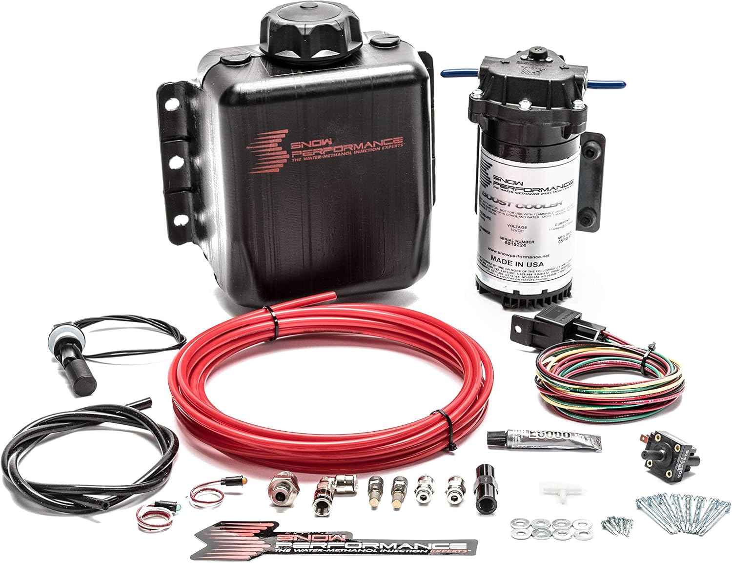 Stage 1 Boost Cooler Forced Induction Water-Methanol Injection Kit (Red High Temp Nylon Tubing, Quick-Connect Fittings)