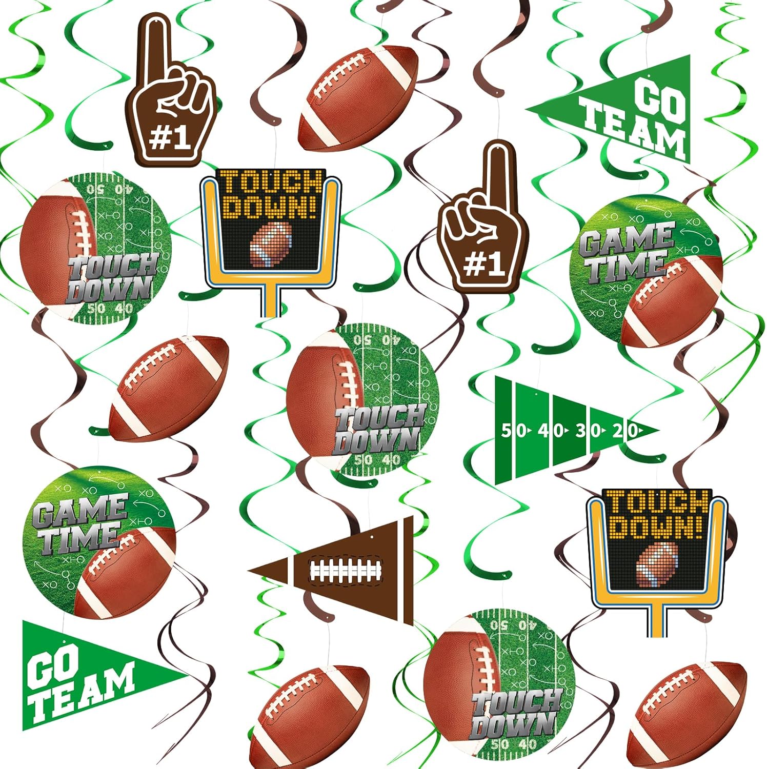 30 Pieces Football Party Decorations Football Hanging Swirl for Football Birthday Party Football Game Day Tailgate Party Supplies