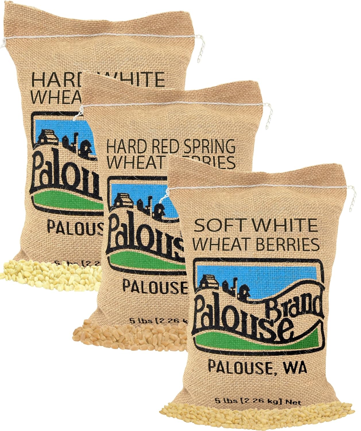 Certified Glyphosate Residue Free Hard White Wheat, Soft White Wheat, and Hard Red Spring Wheat | 15 LBS | 100% Desiccant Free | Non-GMO Project Verified | Kosher Parve | USA Grown | Field Traced | (5 Pound, Pack of 3