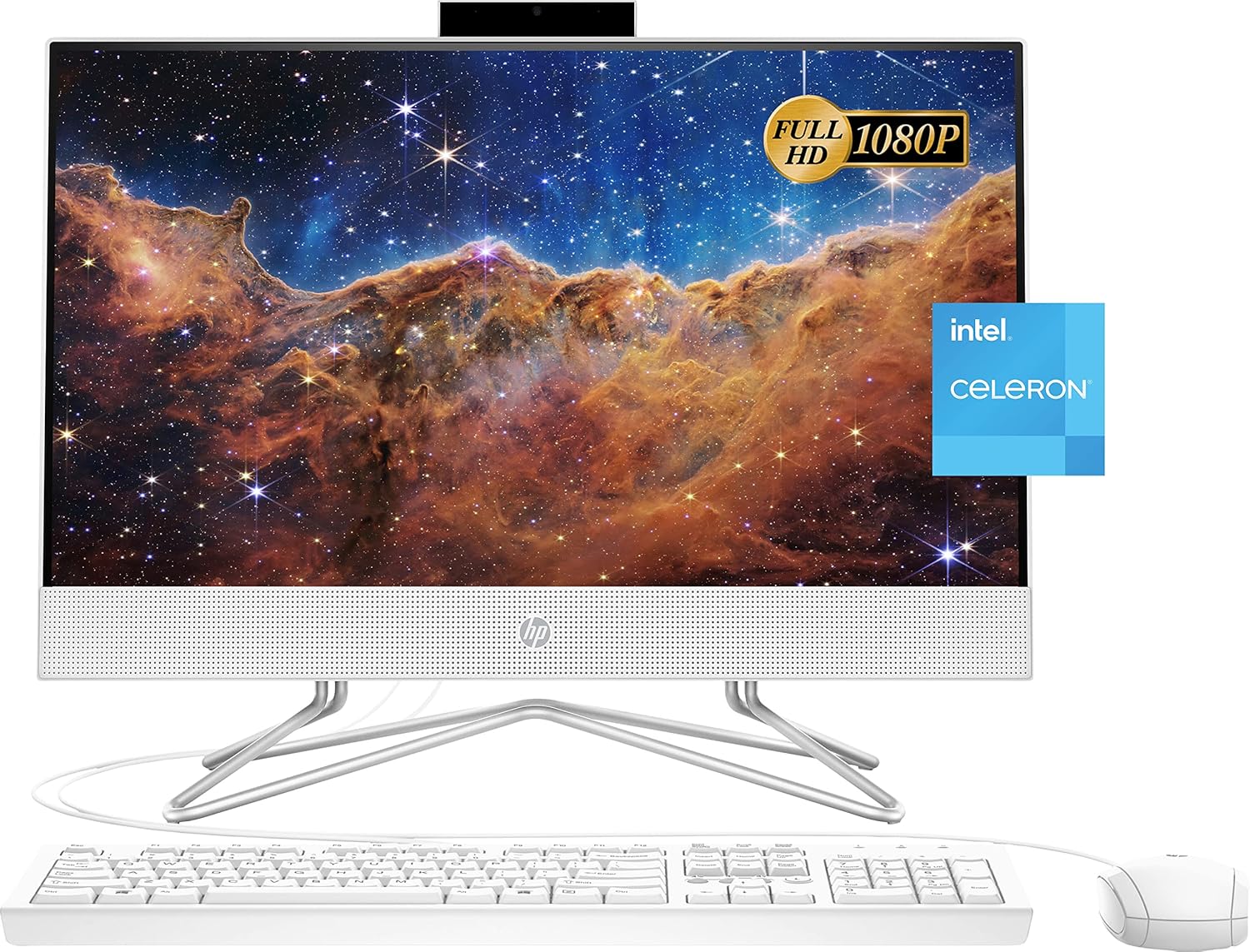 HP 2022 Newest All-in-One Desktop, 21.5″ FHD Display, Intel Celeron J4025 Processor, 8GB RAM, 256GB PCIe SSD, Webcam, WiFi, HDMI, RJ-45, Wired Keyboard&Mouse, Windows 11 Home, White