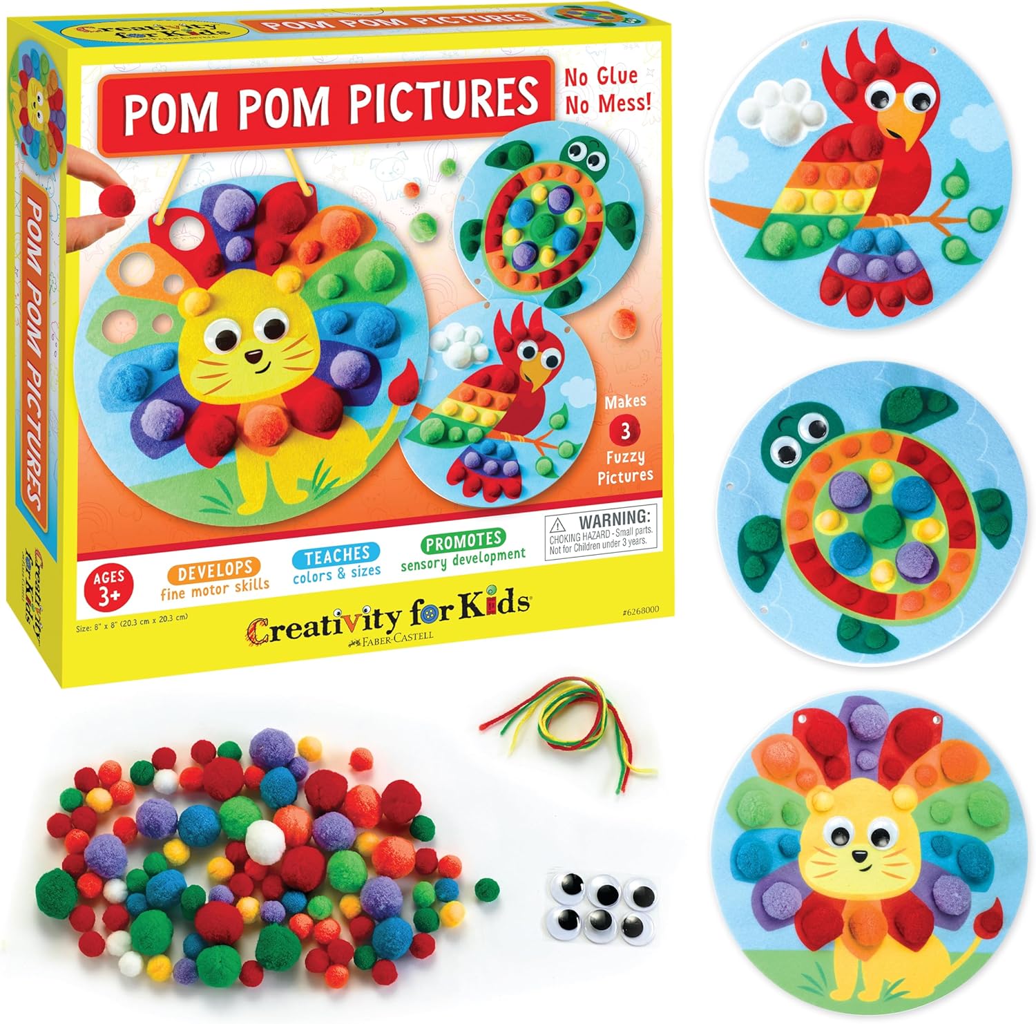 Creativity for Kids Pom Pom Pictures: Animals – Preschool Learning Activities, Sensory Toys for Toddlers, Toddler Arts and Crafts for Ages 3-5+