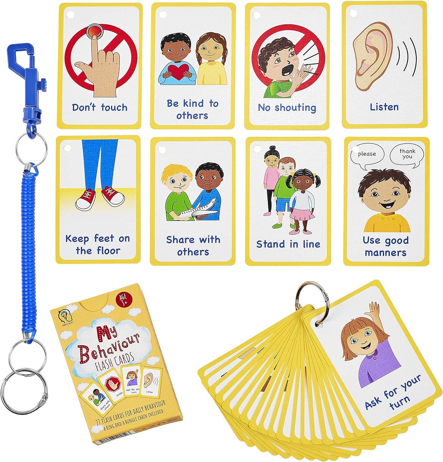 My Behaviour Cards 27 Flash Cards for Visual aid Special Ed, Speech Delay Non Verbal Children and Adults with Autism or Special Needs