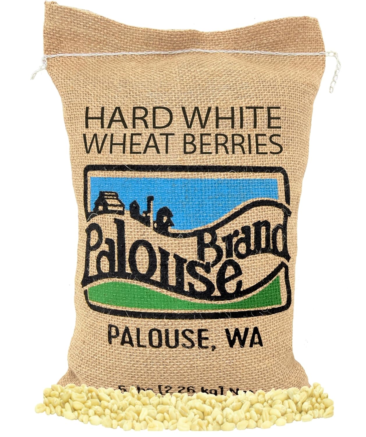 Certified Glyphosate Residue Free Hard White Wheat Berries | 5 LBS | Family Farmed in Washington State | 100% Desiccant Free | Non-GMO Project Verified | 100% Non-Irradiated | Kosher | Field Traced | Burlap Bag