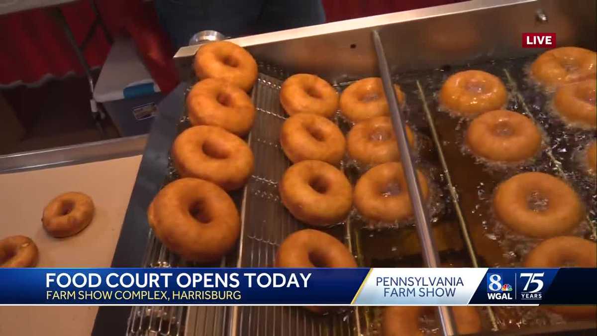 Frying up potato donuts at the PA Farm Show