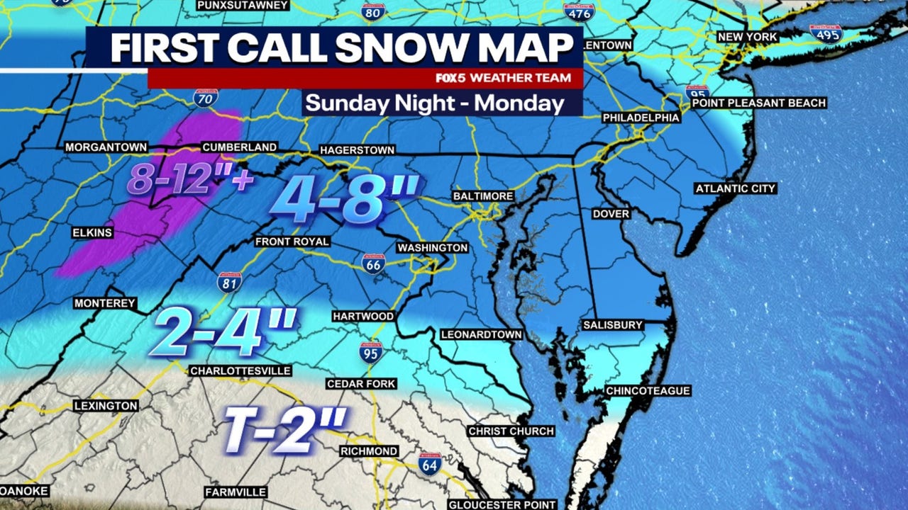 DC winter snow storm: Timing, how much to expect by Monday