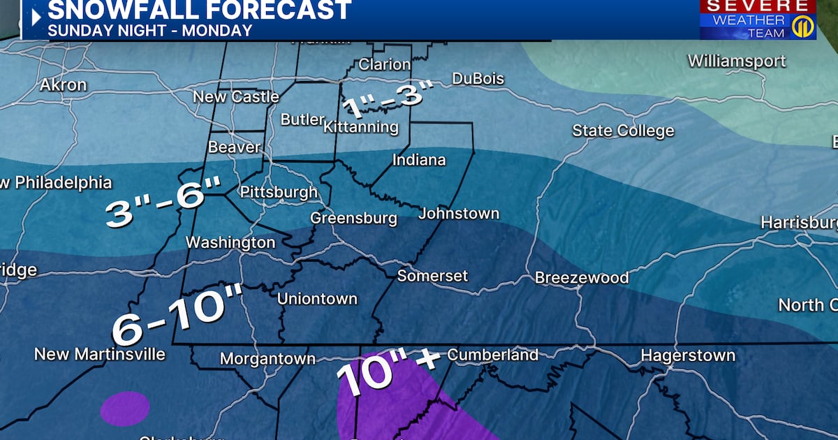 Snow tapers off Saturday, frigid temperatures remain; significant snowfall to start Sunday night – WPXI