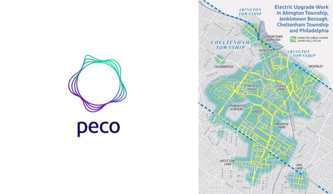 Details, map regarding PECO’s electrical upgrade project in Cheltenham, Abington, Jenkintown