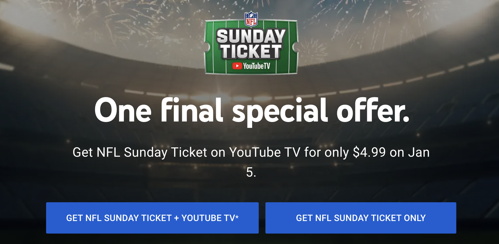 YouTube TV offers final week of Sunday Ticket for $4.99